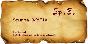 Szurma Béla névjegykártya